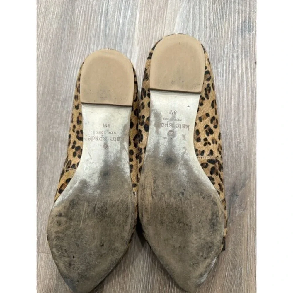 Kate Spade ‎ Calf Hair Leopard Leather Bow Flat 8 Pointed Toe Norah